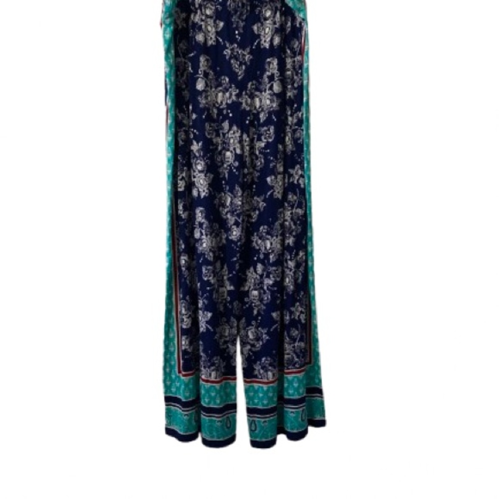 Elegant Floral Navy and Green Jumpsuit